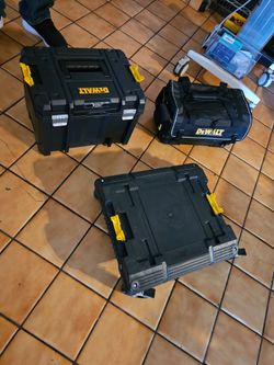 Dewalt TSTAK Stacked Stackable Rolling On Wheels Mobile Tool Box Toolbox Cart Chest Tote Bag
