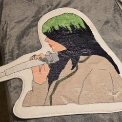 Billie Ellish Themed, Beige Black Green Floor Mat for Any Room