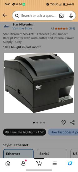 New star printer sp742me Ethernet printer