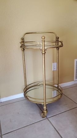 Mirrored liquor cart.