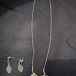 Beautiful Silver And Turquoise Necklace And Earrings 