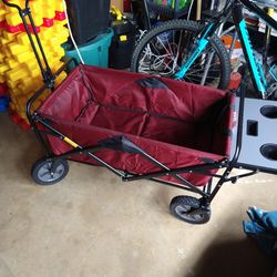 Red Burgundy Foldable Wagon With Cup Snack Tray