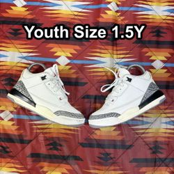 Nike Air Jordan 3 Retro White Cement Reimagined (PS) Youth Size 1.5Y DM0966-100