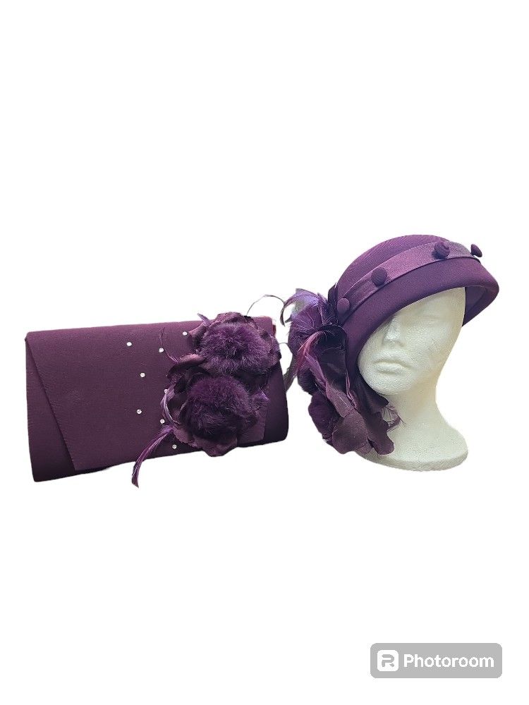 Milano Purple Eggplant HAT & PURSE