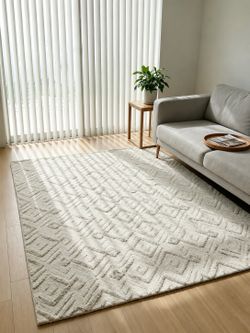 Large Feizy Anica 8004F Ivory/Blue Area Rug