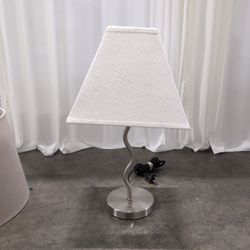 Modern Brushed Nickel Wavy Stem Table Lamp with Fabric Shade