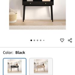 Fluted Console Table with Swing Doors - Small Entry Desk for Narrow Spaces