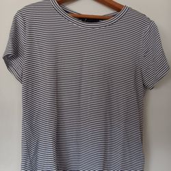 Maison Jules Blue Striped Top Size Small