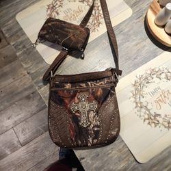 Cameo  Rinestone Cross Shoulder Purse and Just Throwing In The Wallet