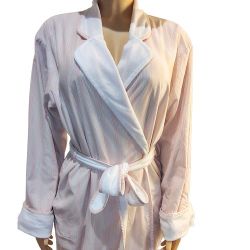 Vintage Victoria's Secret Long Robe w/Pockets, Belt Tie (Pink/Cream) (M)
