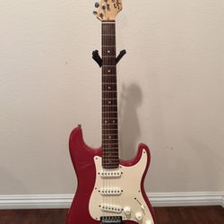 1996 50TH ANNIVERSARY SQUIER STRAT RED ELECTRIC GUITAR