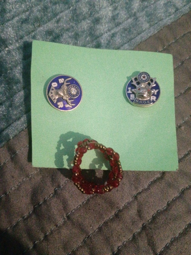 2 pins with stone in front and ring from. India ? 4 dollars all