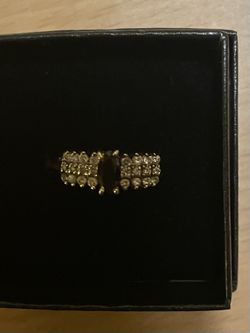 RING  ESTATE 14KT YELLOW GOLD DIAMOND AND SAPPHIRE SIZE 6.5