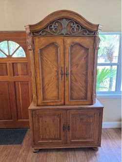 Wooden Armoire for Storage Natural Wood