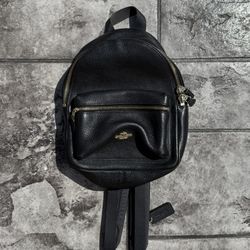 Coach Backpack Mini Charlie in Black Pebbled Leather