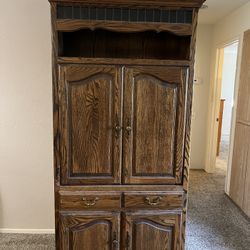 Oak TV Armoire Cabinet 