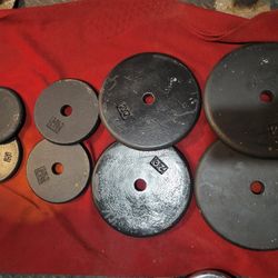 1" HOLE PANCAKE. PLATES TOTAL 115LBs
2-25s.   2-20s.  2-7.5s.   2-10s 
11525 S HALSTED DUNKIN DONUTS/7111.S WESTERN WALGREENS 
90$    CASH ONLY AS IS
