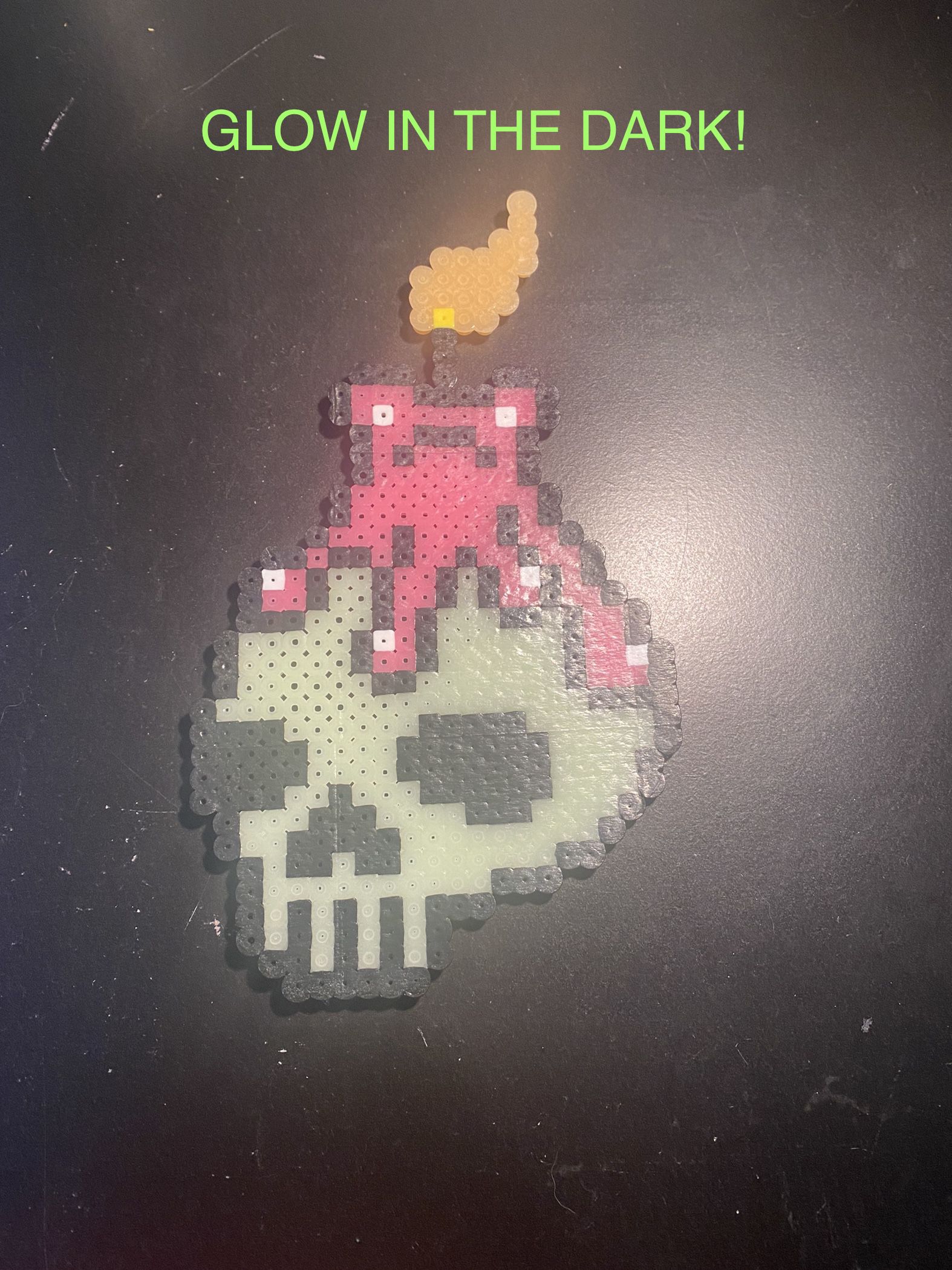 Glow In The Dark Skull W/ Pink Candle