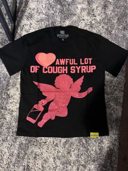 Awful Lot of Cough Syrup Cupid Valentine’s Black Tee Size M/L