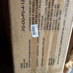 5 DRAWERS CHEST IN GREY COLOR NEW IN BOX