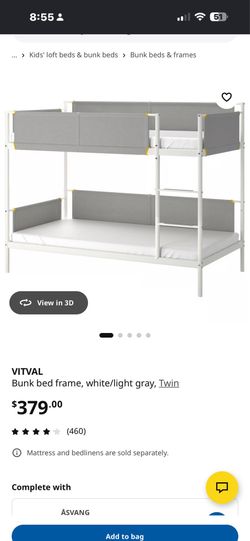 Ikea Twin Bunk Bed with Pull Out Bed - Sleeps 3