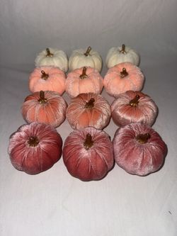 12pcs Assorted Plush Velvet Pumpkins 