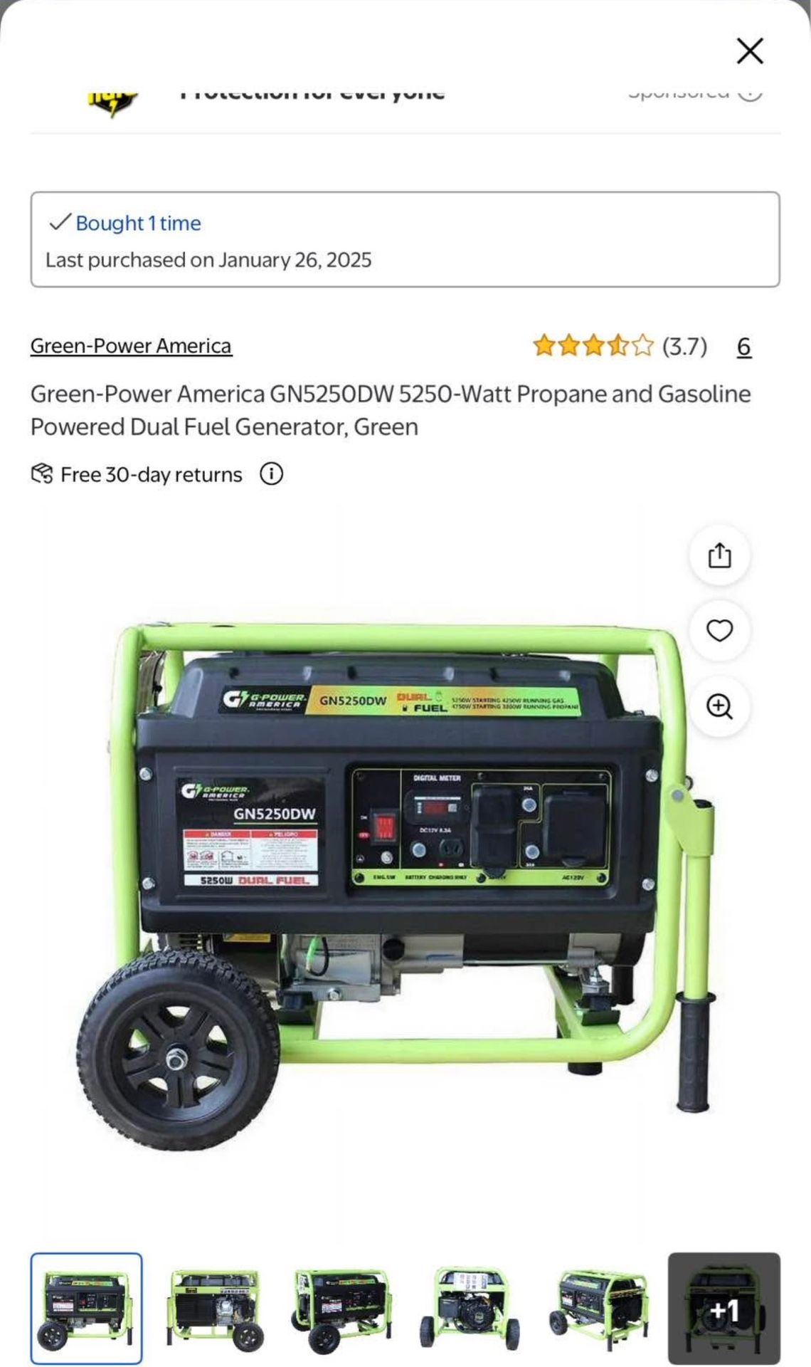 5250 Watt Duel Fuel Generator