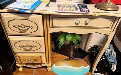 Vintage French Provincial Desk - Ornate Gold Trim