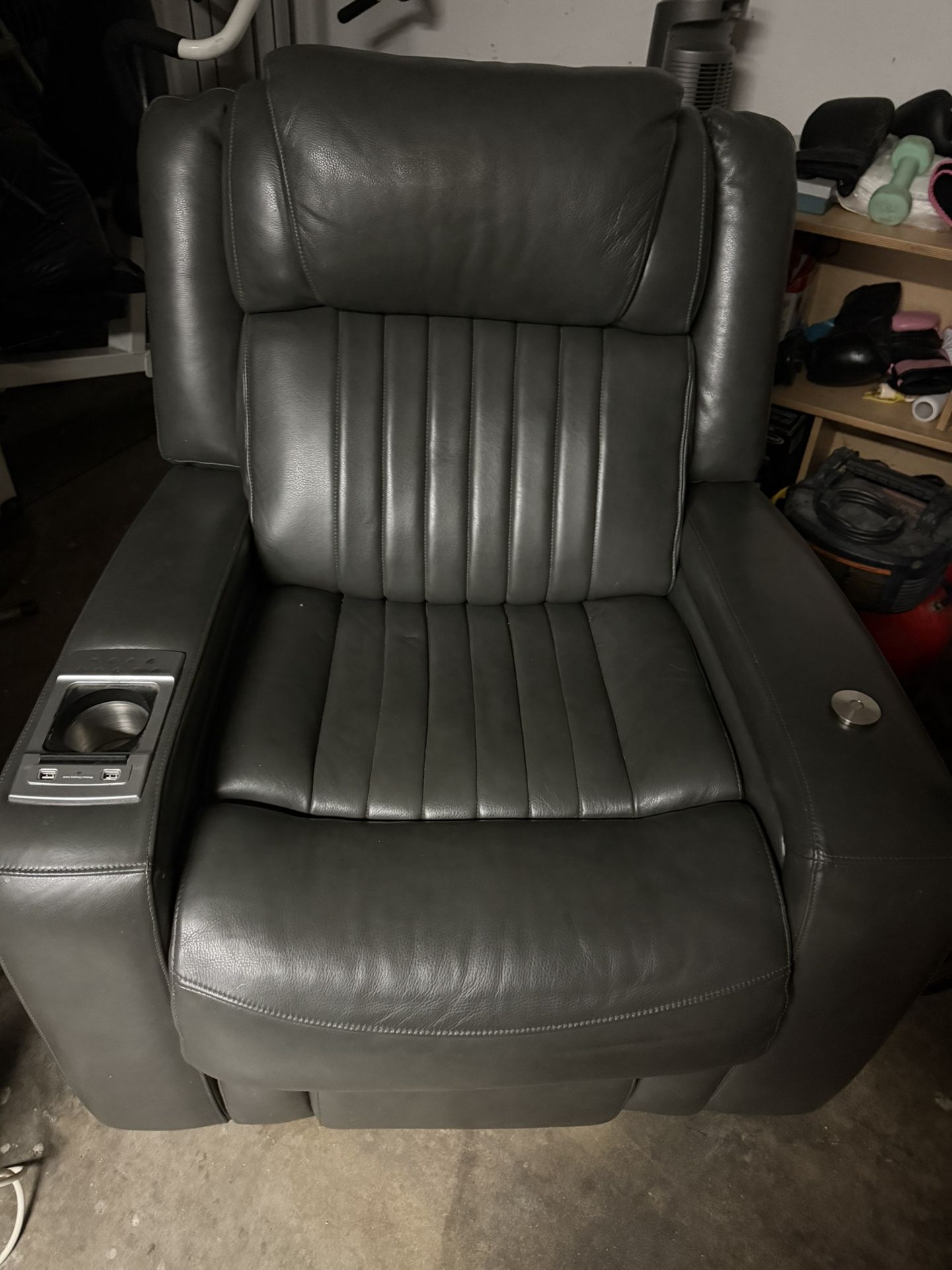 Genuine leather power recliner..