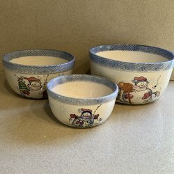 SET OF 3 STONEWARE NESTING BOWLS