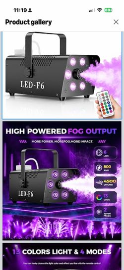 800W Fog Machine, 4500CFM Smoke Machine with 6 LED Lights, 13 Colorful LED Lights Effect, Wired And Wireless Remote Controls, Ideal for Indoor, Outdoo