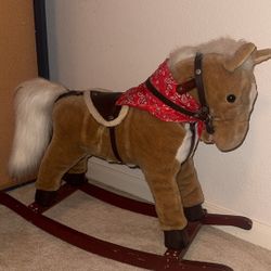Kinbor Kids Ride on Rocking Plush Toy Walking Horse