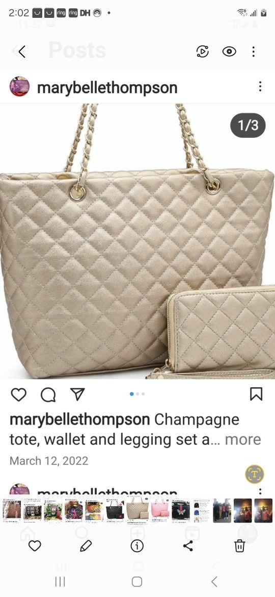 3 Charm Bangle Bracelets And Tote With Wallet Combo