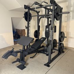  Vesta Fitness Smith Machine SM2001/Bumper Plates 230lbs/Olympic Barbell Bar/AdjustableBench/Gym Equipment/Fitness/Squat Rack/FREE DELIVERY 