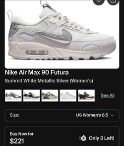 NIKE AIRMAX 90 Futura Summit White Metallic Silver 
Used
Size 8