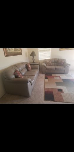 Leather sofa and love seat