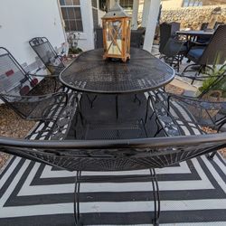 Vintage Wrought Iron 7 PC Outdoor Patio Set 
