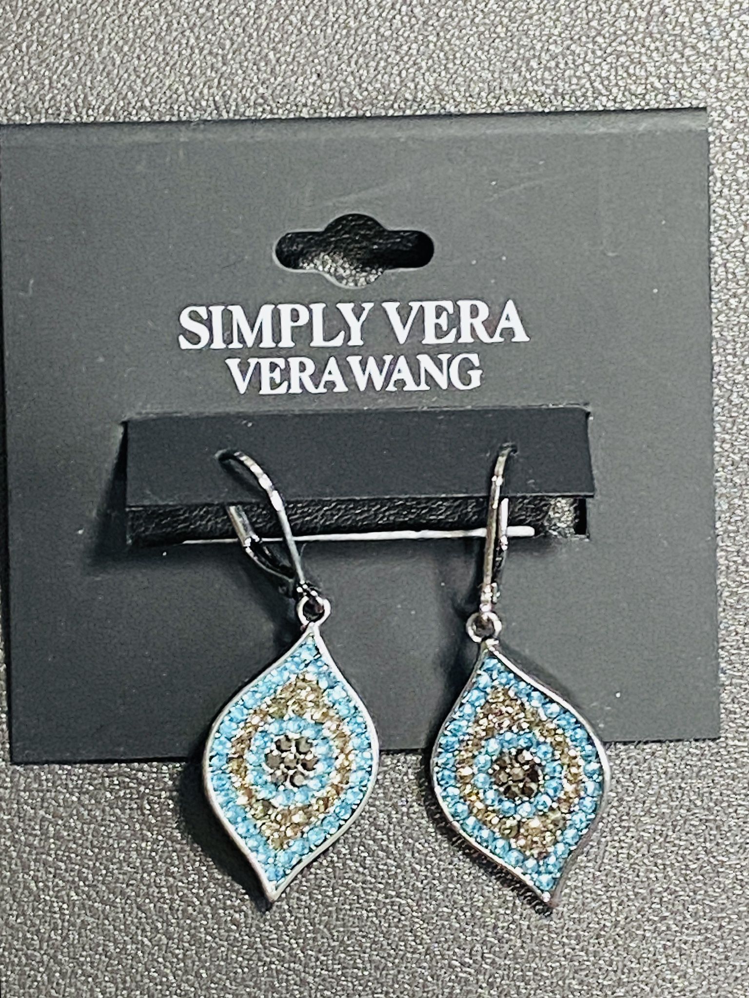 NEW "Simply Vera" Vera Wang Earrings Turquoise Blue & Gold For Pierced Ears NWT