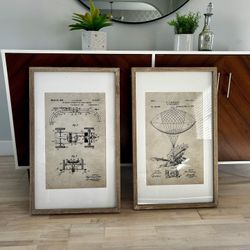 Art. Set Of 2 Custom Framed Patents, Excellent Condition 