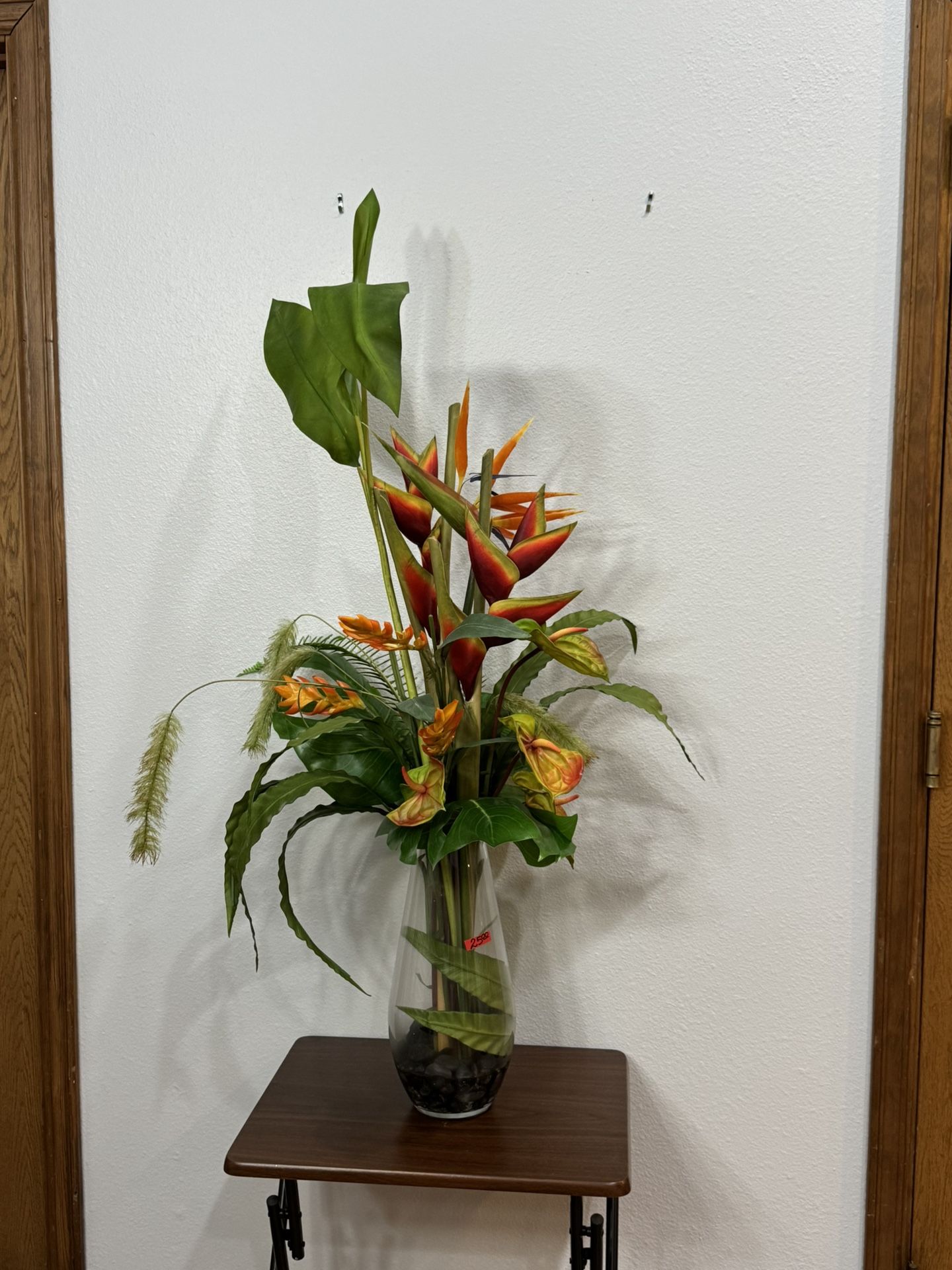 Artificial Flower Arrangement With Glass Vase