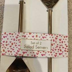 Gold Plated Heart Shape Salad Servers