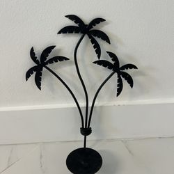 PALM TREE WROUGHT IRON WALL SCONCES WITH CANDLE HOLDER 14" X 11"