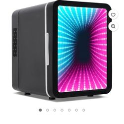 Iceblue 4 Liter/6 Cans Mini Fridge with 11 Display Modes Dimmable LED Light,AC/DC Portable Cool & Warm Dual-use Skincare Fridge,Compact Small Refriger