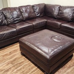 Brown Leather Sectional ($750 OBO)
