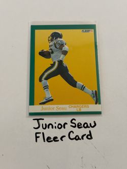 Junior Seau San Diego Chargers Hall of Fame LB Fleer Card.