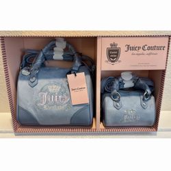 Juicy Couture Dusty Blue 2 Piece Crossbody Limited Edition Brand New