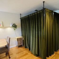 Olive Green Velvet Blackout Curtains 84 Inches 4 Panels Forest Green Elegant Vintage Pinch Pleated Drapes for Living Room Bedroom Thermal Soundproof B