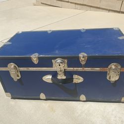 Blue Storage Trunk With Wheels