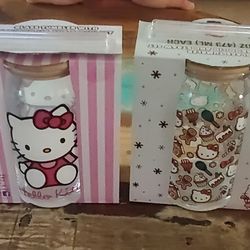 Hello kitty 2 pack, glass tumbeler with bamboo lid and straw