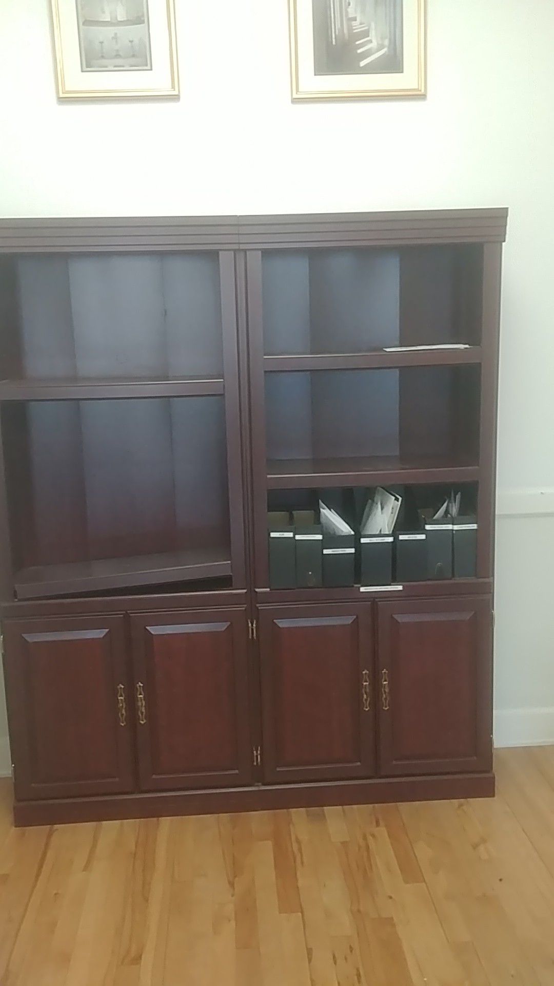 Bookshelves and cabinet